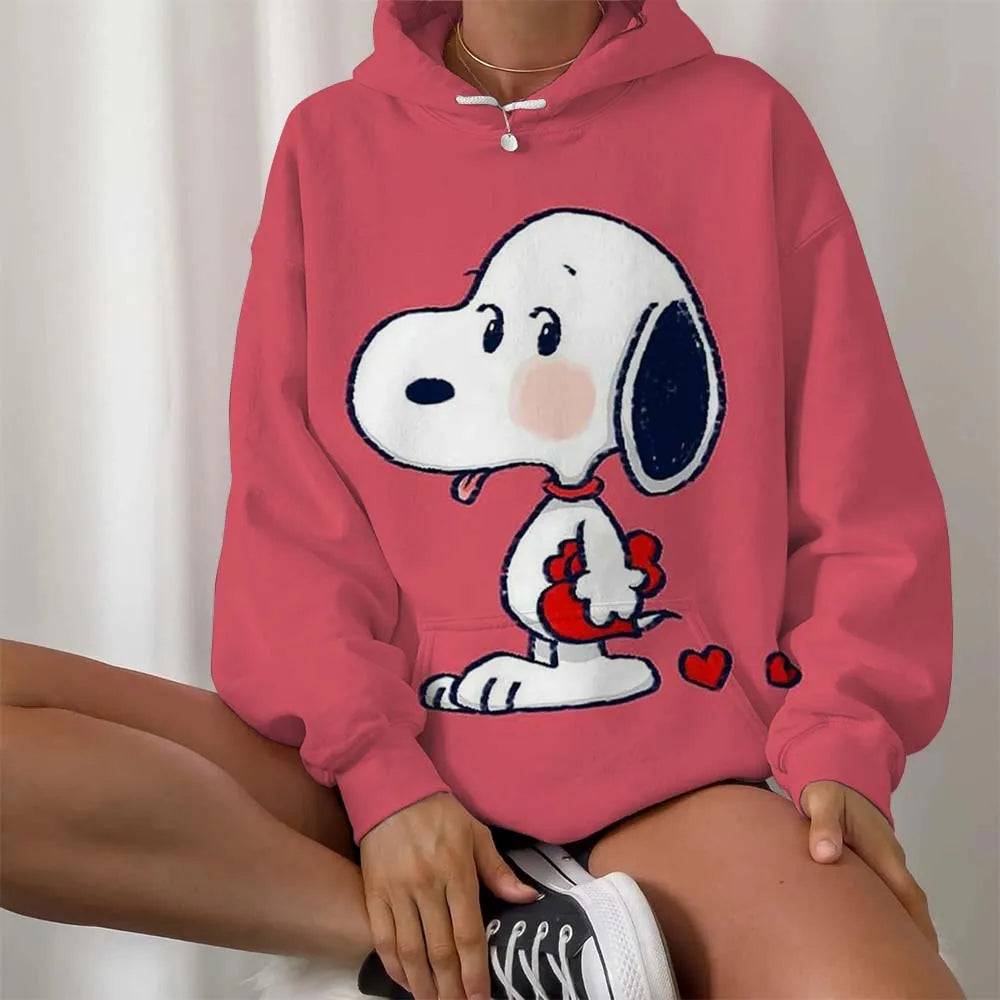 Casual Women Round Neck Snoopy Hoodie