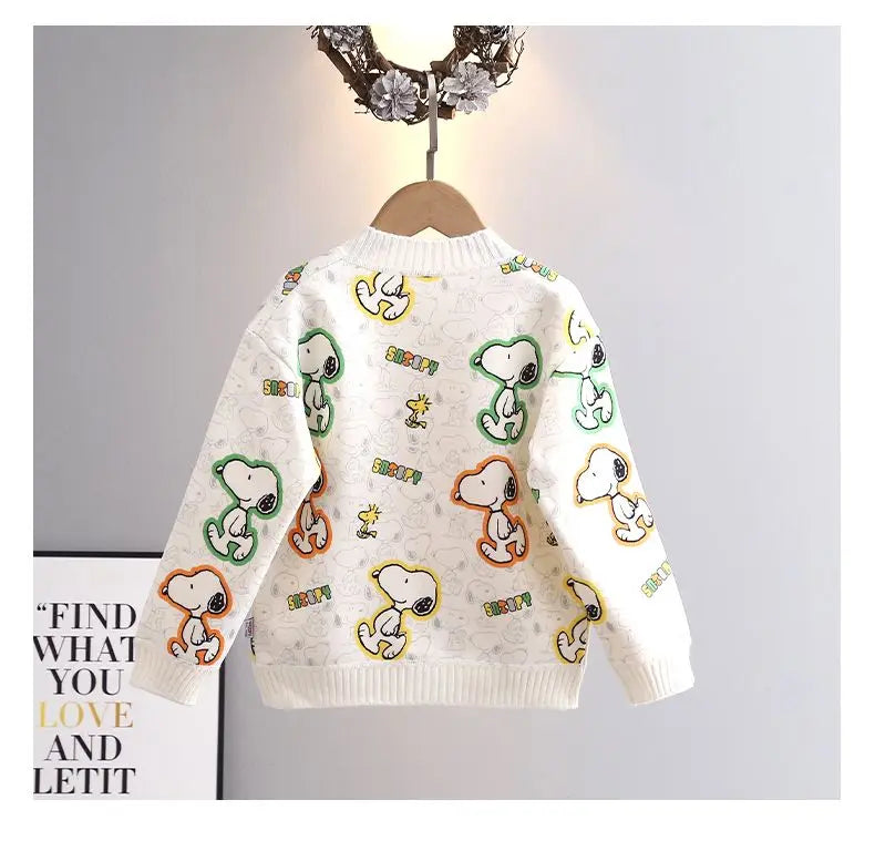 Kids Snoopy Knit Cardigan Winter Snoopy Stuffed Sweatshirt