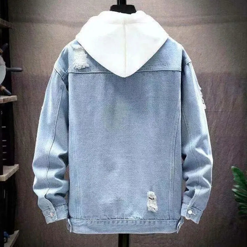 Denim Hooded Jacket Drawstring Retro Jean Snoopy Hoodie