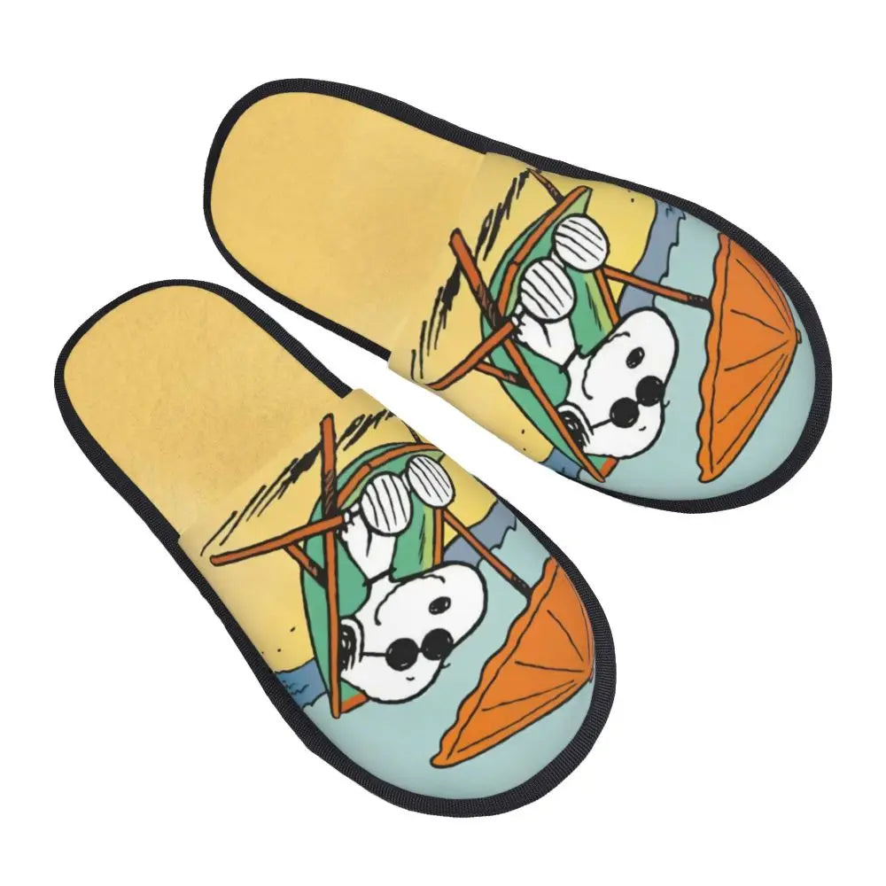 Memory Foam Pattern Slippers Faux Fur Snoopy Slippers