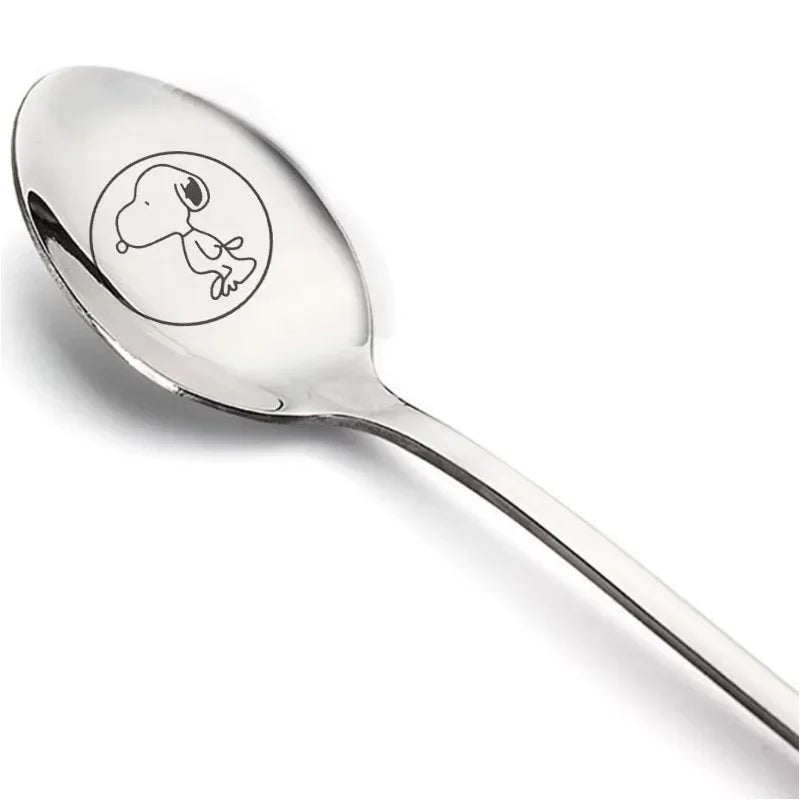 Snoopy Spoon Stainless Steel Baby Cutlery Dessert Cake Ice Cream Cute Cartoon Anime Creative Spoons Kids Birthday party Gift