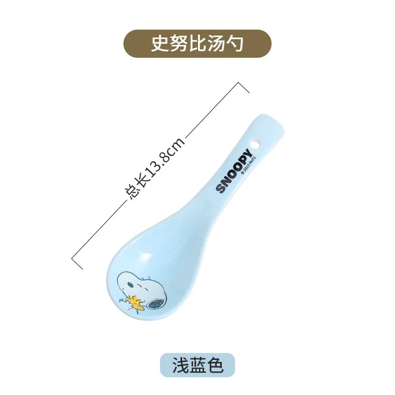 Snoopy Spoon Cartoon Ceramics Spoon Cute Child Snoopy Tableware Spoon Gift Girl Drink Porridge Spoon Hanging Hole Wholesale