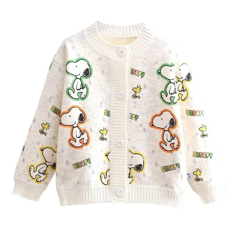 Kids Snoopy Knit Cardigan Winter Snoopy Stuffed Sweatshirt