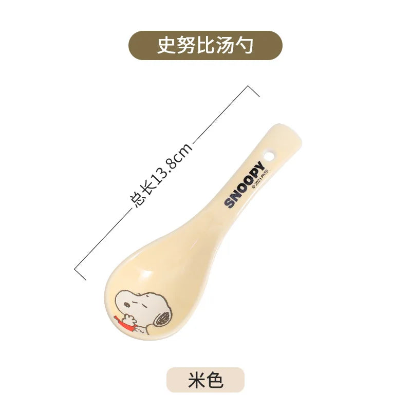 Snoopy Spoon Cartoon Ceramics Spoon Cute Child Snoopy Tableware Spoon Gift Girl Drink Porridge Spoon Hanging Hole Wholesale