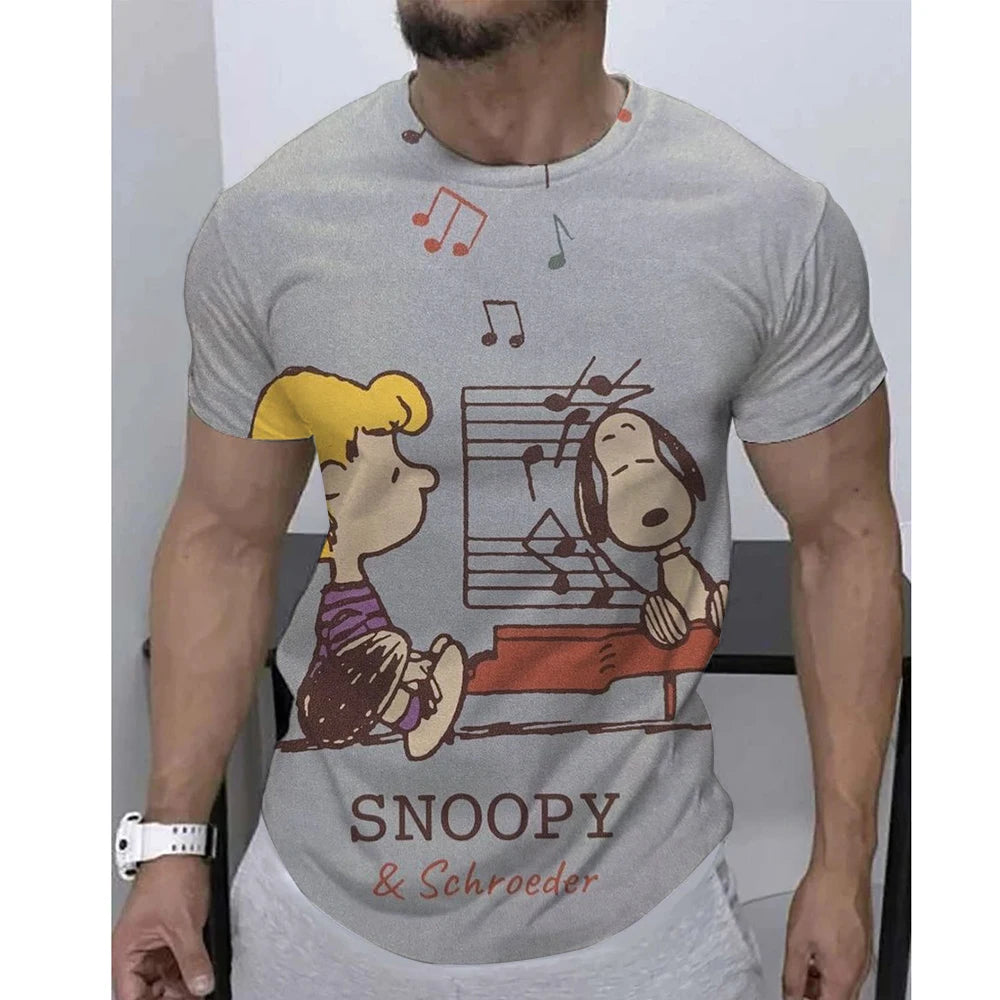 Joe Cool Print Breathable Round Neck Snoopy Shirt
