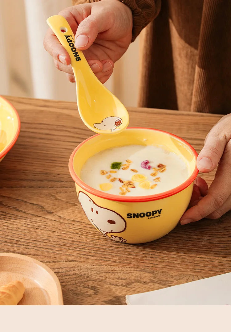 Snoopy Spoon Cartoon Ceramics Spoon Cute Child Snoopy Tableware Spoon Gift Girl Drink Porridge Spoon Hanging Hole Wholesale
