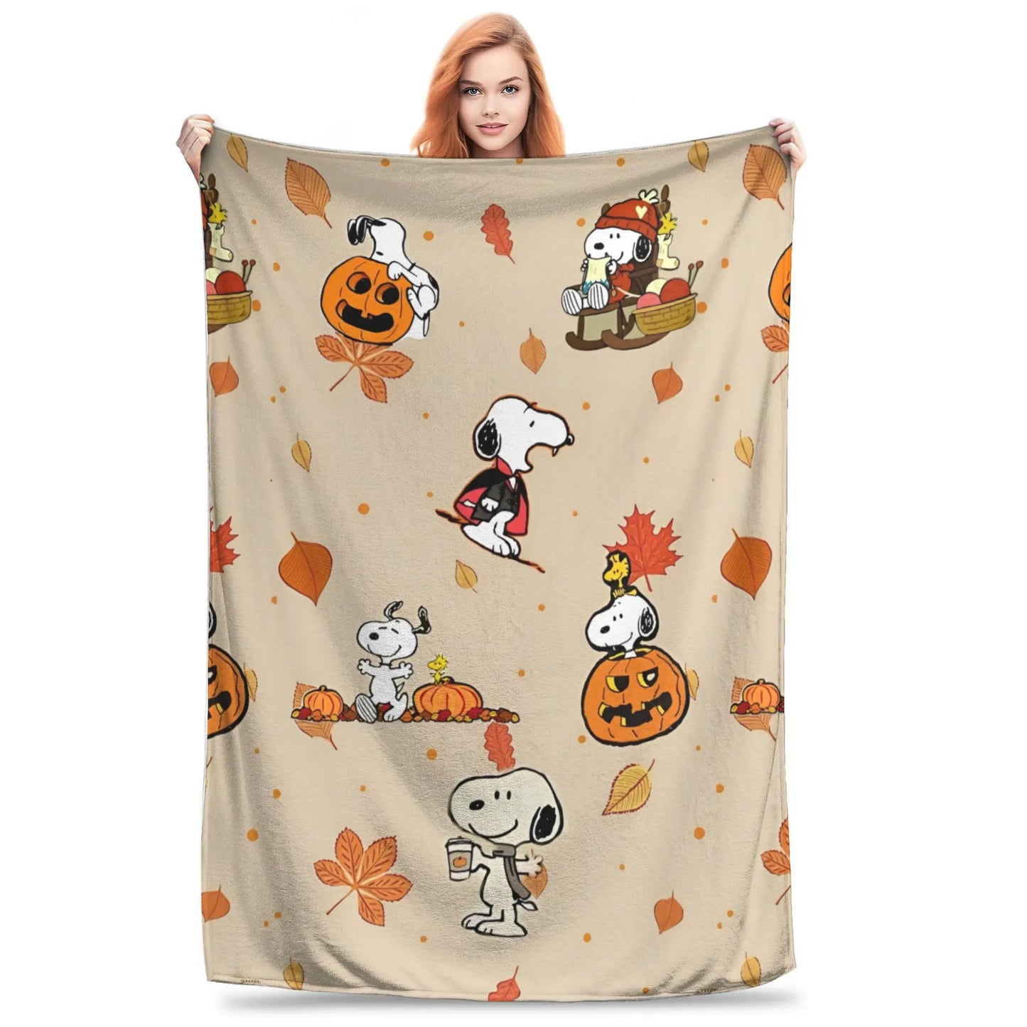 Halloween Pumpkin Cartoon Throw Blanket Snoopy Blanket