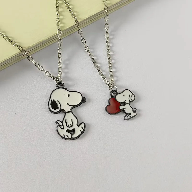 2pcs/set Cartoon Snoopy Necklace Phone Chain Set Anime Action Figures Q Figurals Necklace Decoration Birthday Christmas Gifts