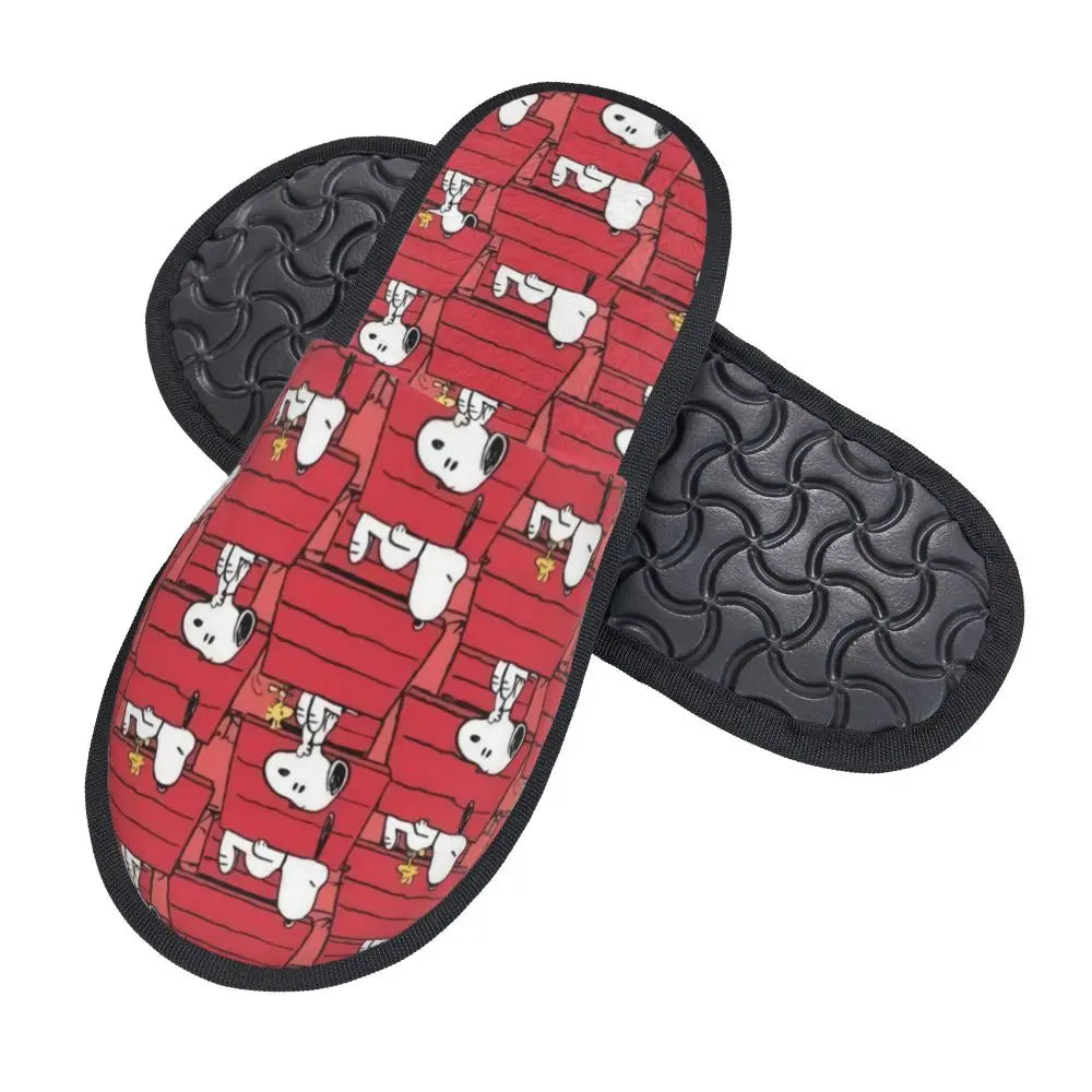 Memory Foam Pattern Slippers Faux Fur Snoopy Slippers