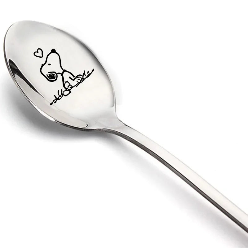 Snoopy Spoon Stainless Steel Baby Cutlery Dessert Cake Ice Cream Cute Cartoon Anime Creative Spoons Kids Birthday party Gift