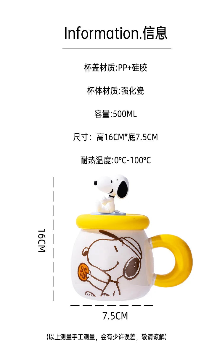 2025 New Ceramic Mug With Straw Snoopy Cup