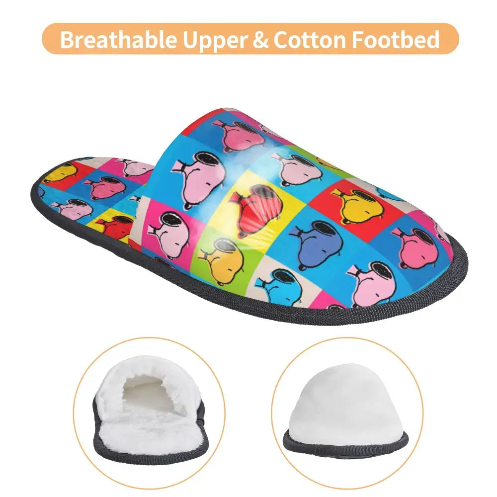 Memory Foam Pattern Slippers Faux Fur Snoopy Slippers