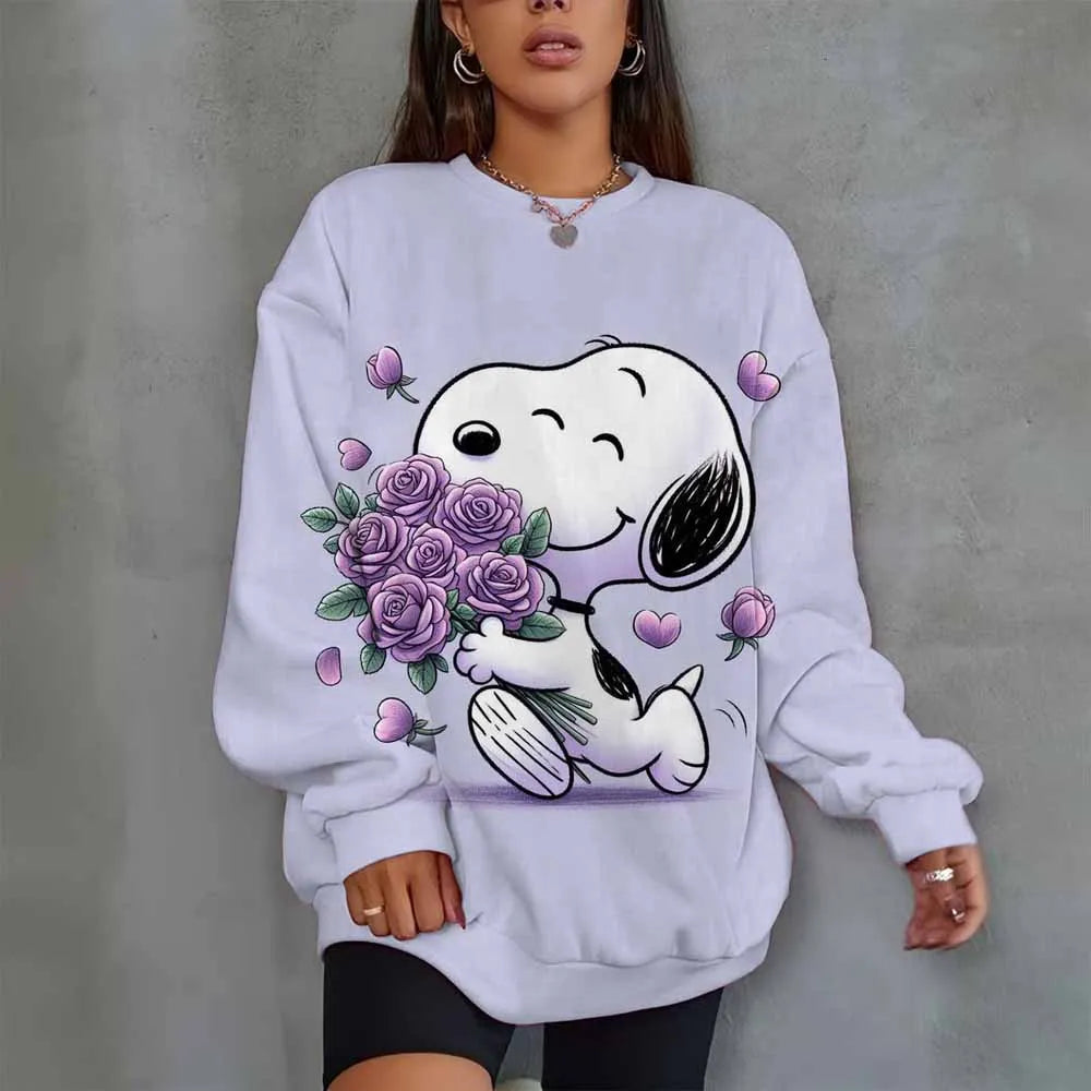 Women Oversized Hoodie O-Neck Snoopy Hoodie