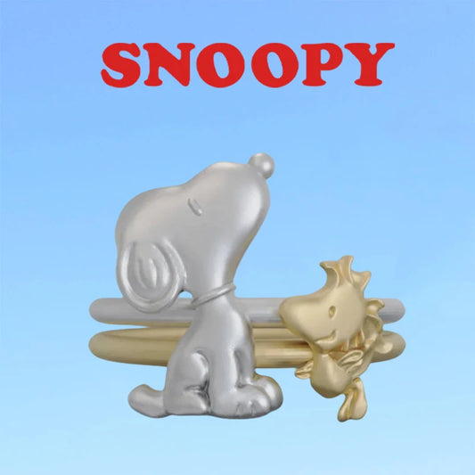 2 Pcs Snoopy Rings Alloy Adjustable Jewelry Snoopy Ring