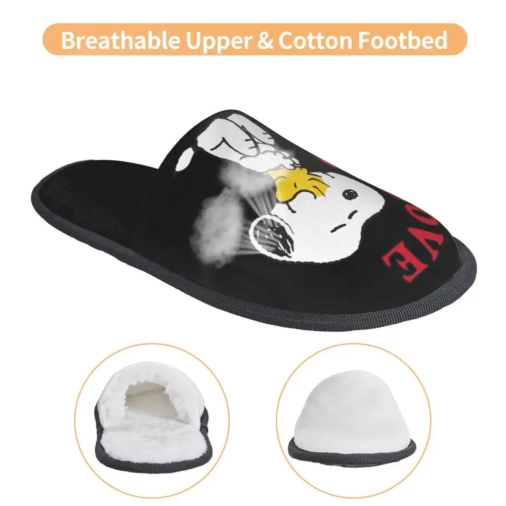 Custom Print Slippers Cartoon Memory Foam Cozy Snoopy Shoes