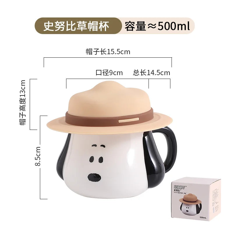 500ml Straw Hat Ceramic Mug Snoopy Cup