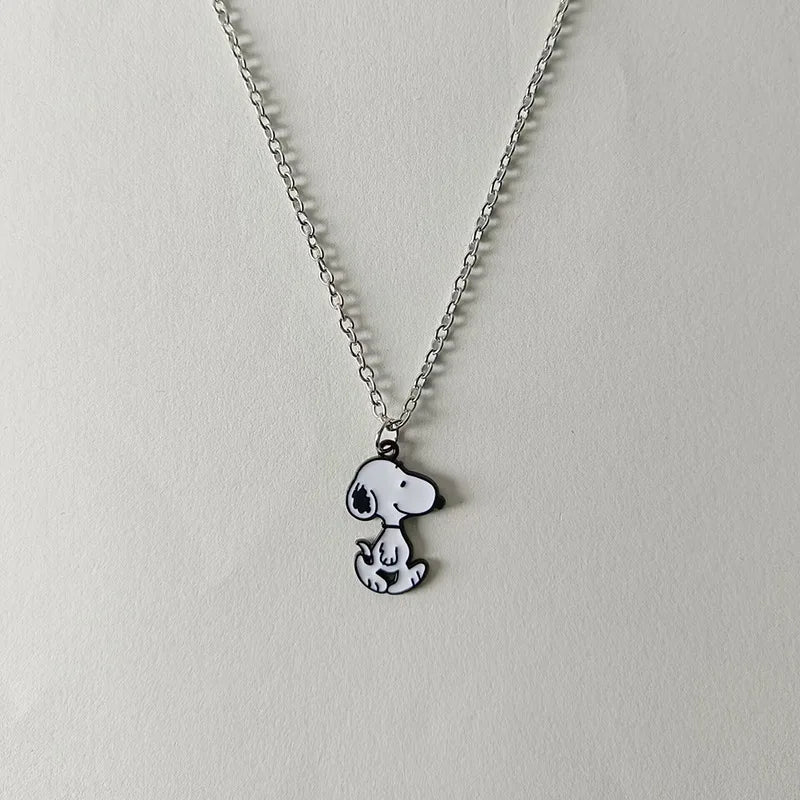 2pcs/set Cartoon Snoopy Necklace Phone Chain Set Anime Action Figures Q Figurals Necklace Decoration Birthday Christmas Gifts