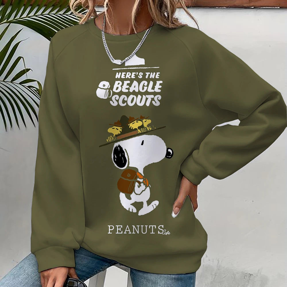 Cartoon Print Sweatshirt Crewneck Snoopy Hoodie
