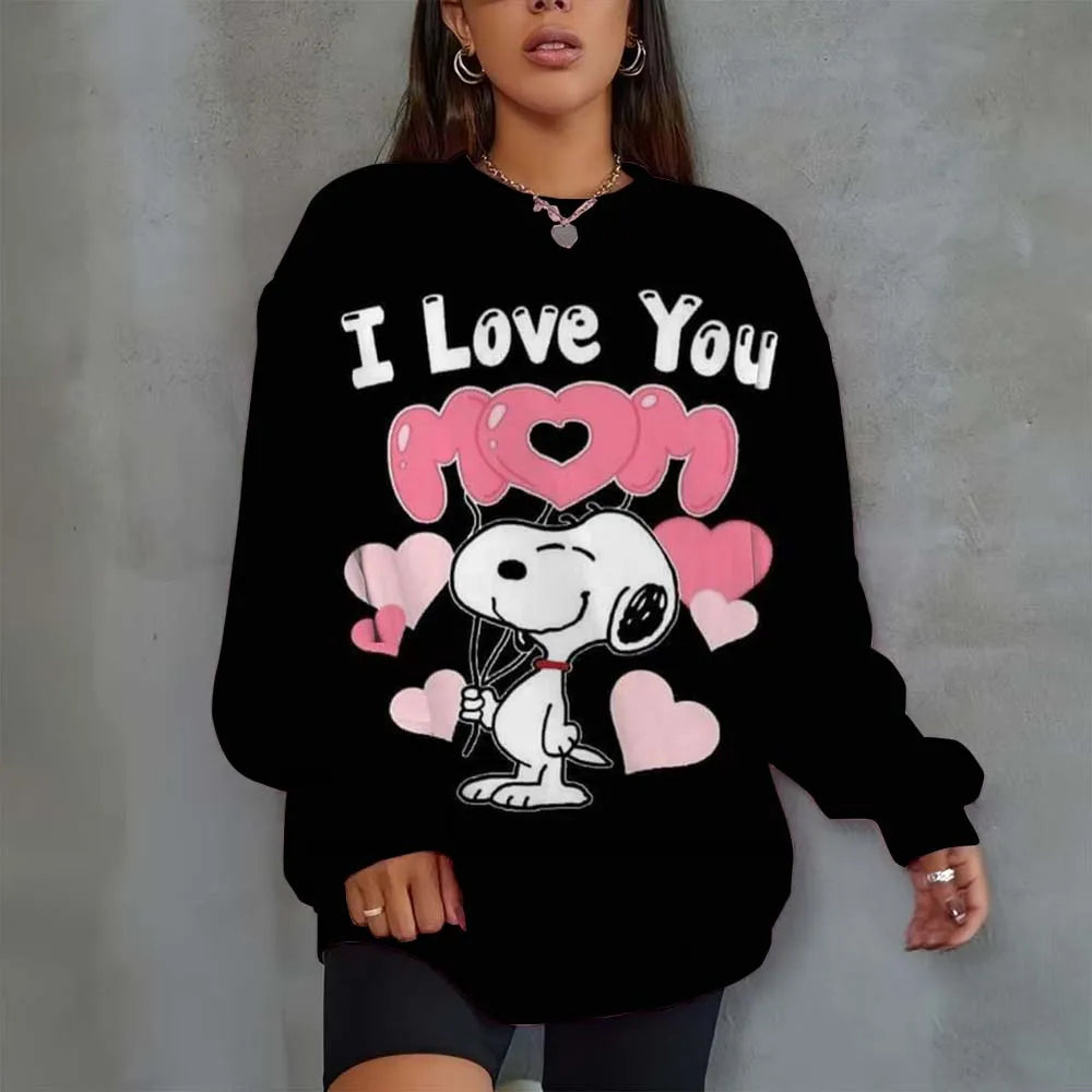 Women Oversized Hoodie O-Neck Snoopy Hoodie