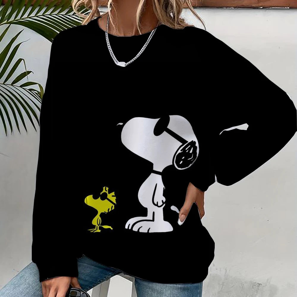 Women's Round Neck Cartoon 2024 Spring Snoopy Hoodie