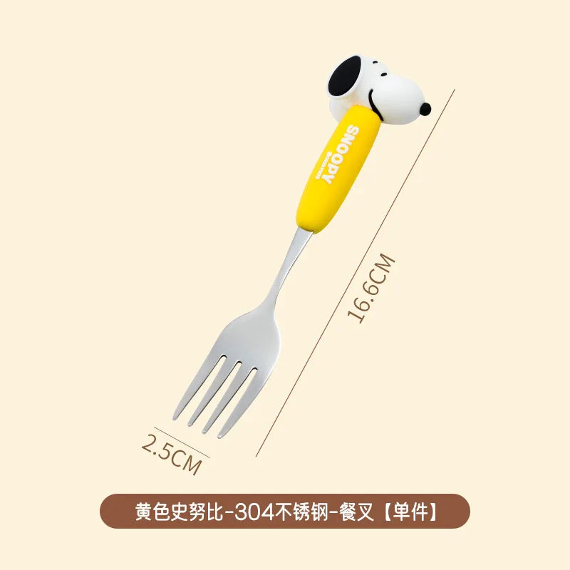 Anime Snoopy Spoon Fork Child Cartoon Snoopy Doll Fruit Fork Spoon Suit Girl Tableware Stainless Steel Student Spoon Fork