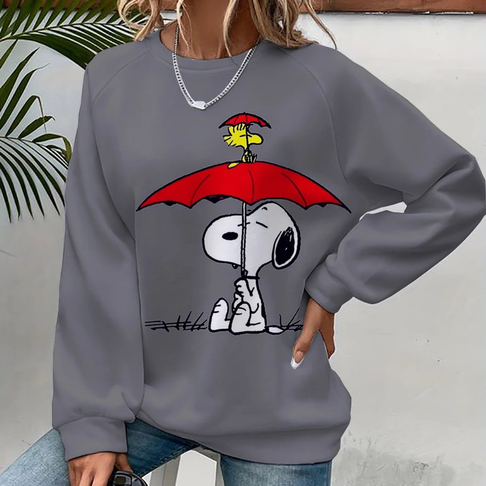 Cartoon Print Sweatshirt Crewneck Snoopy Hoodie
