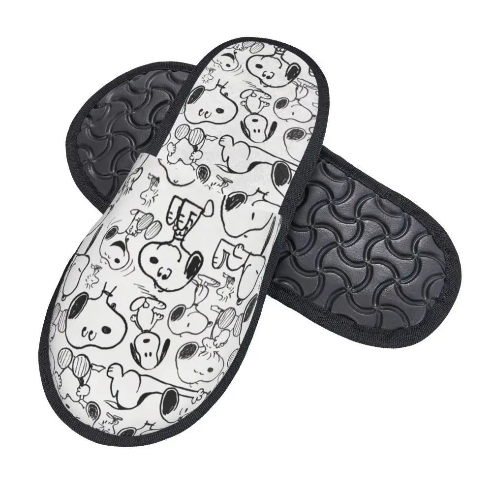 Custom Print Slippers Cartoon Memory Foam Cozy Snoopy Shoes