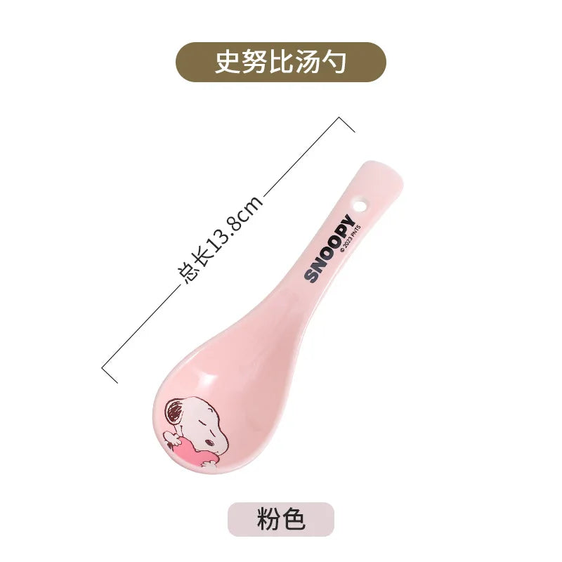 Snoopy Spoon Cartoon Ceramics Spoon Cute Child Snoopy Tableware Spoon Gift Girl Drink Porridge Spoon Hanging Hole Wholesale