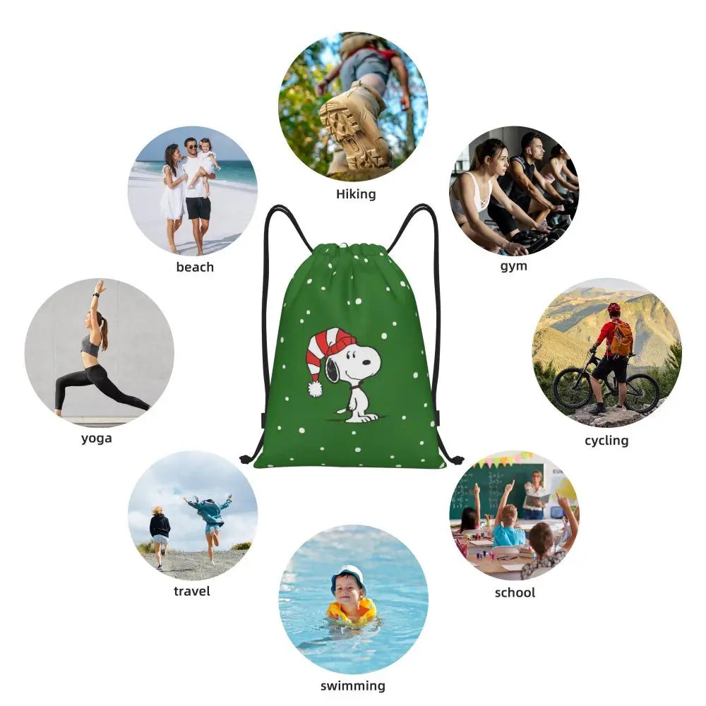 Snoopy Backpack Drawstring Sack Christmas Polyester