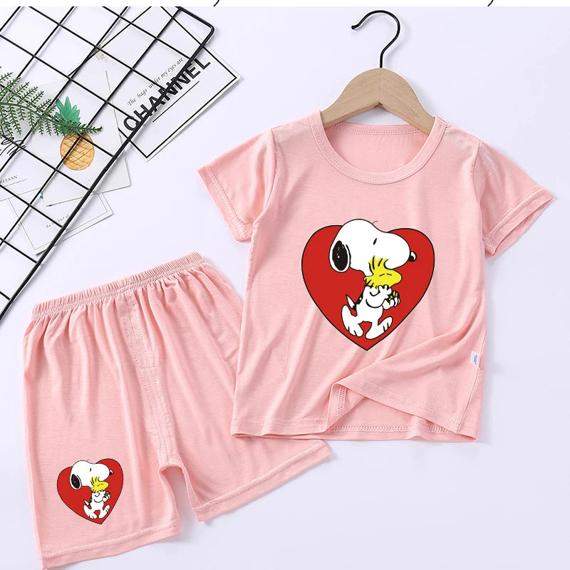 Kids Modal Pajama Set 2PC Tops Shorts Snoopy Pyjama