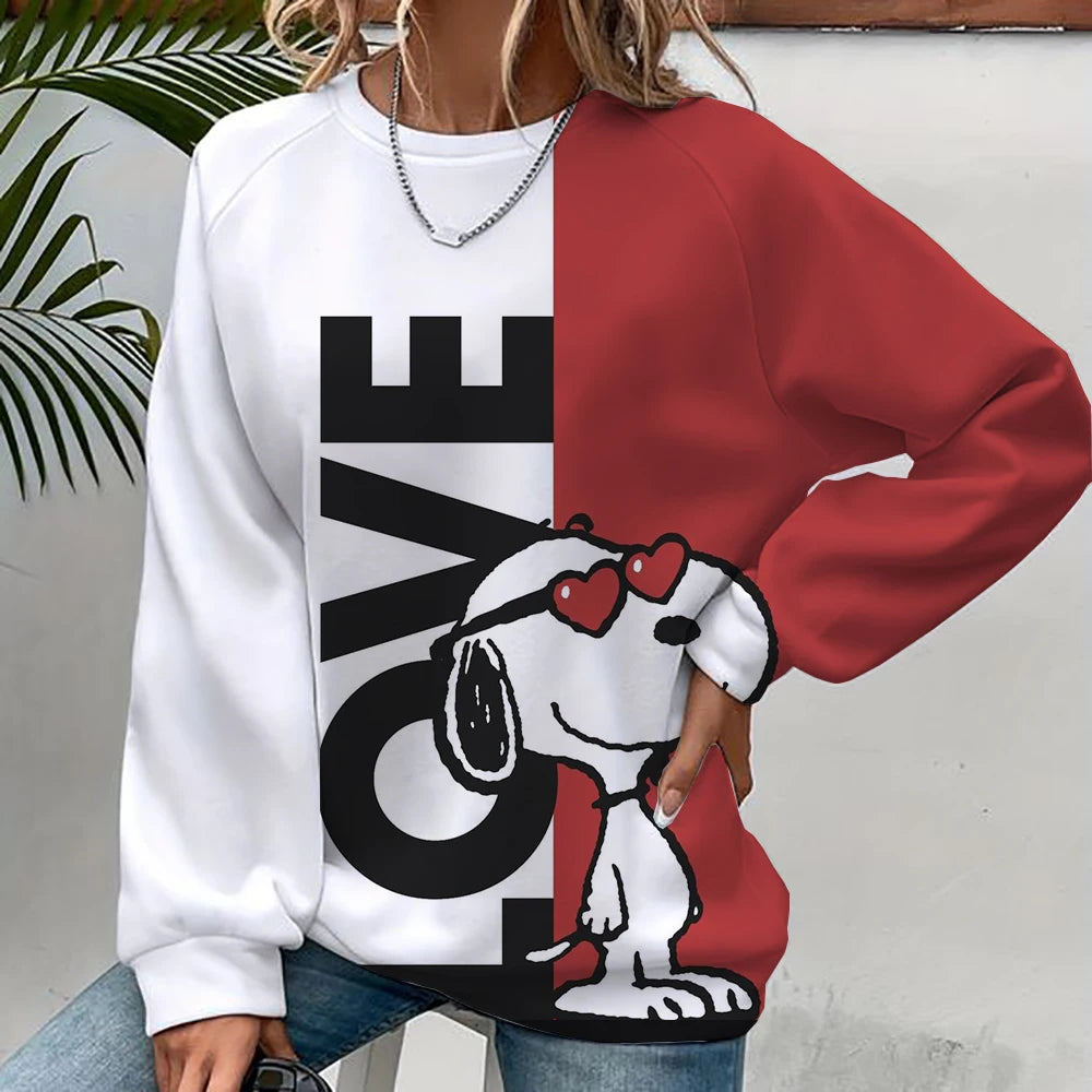 Women's Round Neck Cartoon 2024 Spring Snoopy Hoodie