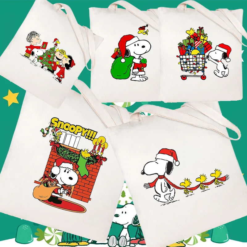 Snoopy Backpack Cartoon Christmas Canvas Tote Large