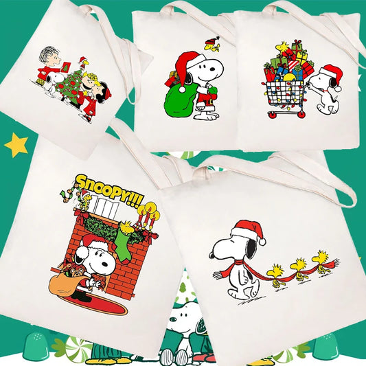 Snoopy Backpack Cartoon Christmas Canvas Tote Large