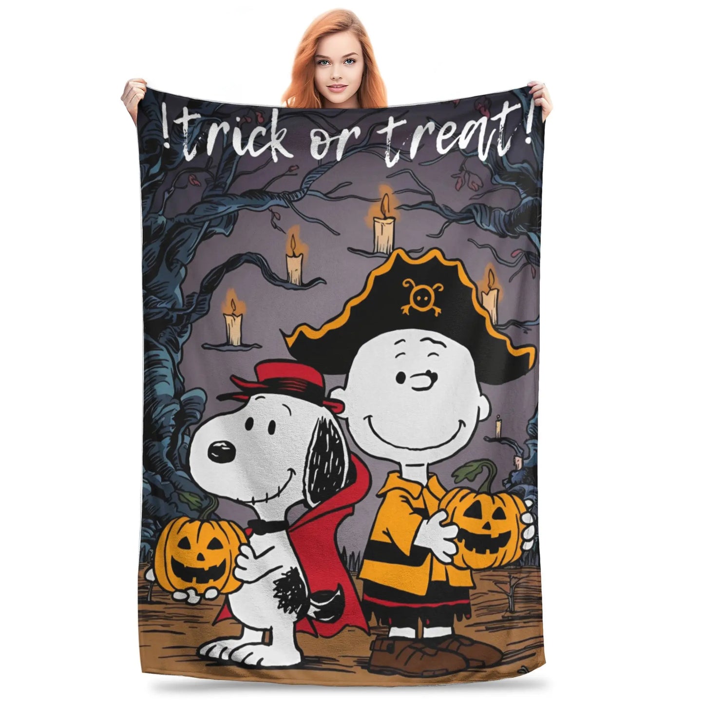 Halloween Pumpkin Cartoon Throw Blanket Snoopy Blanket