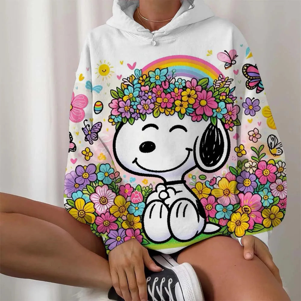 Casual Women Round Neck Snoopy Hoodie