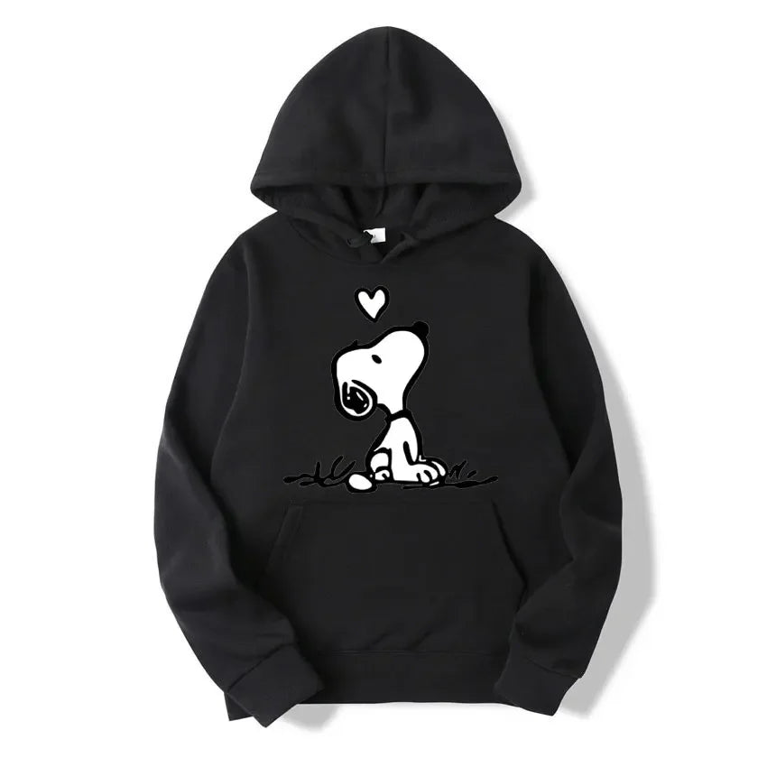 Unisex Fleece Hooded Sweatshirt Pullover Snoopy Hoodie