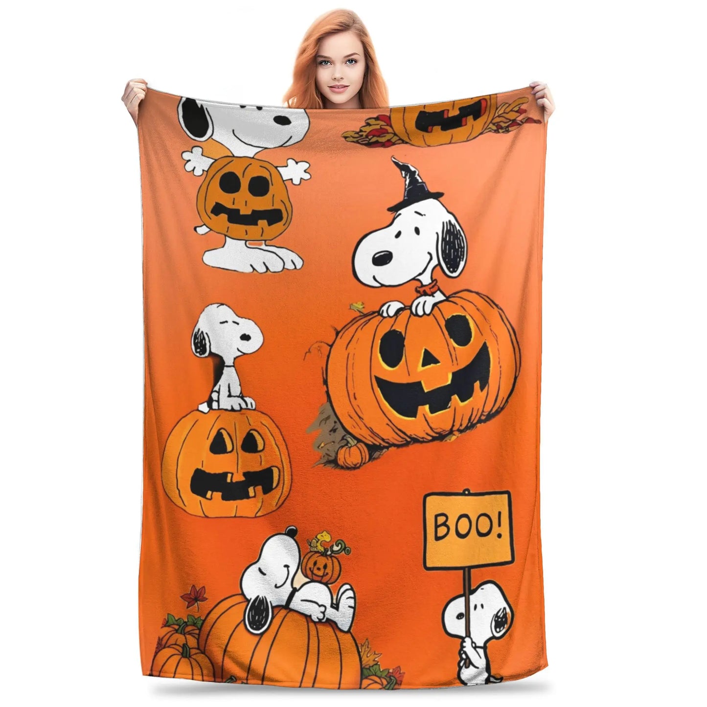 Halloween Pumpkin Cartoon Throw Blanket Snoopy Blanket
