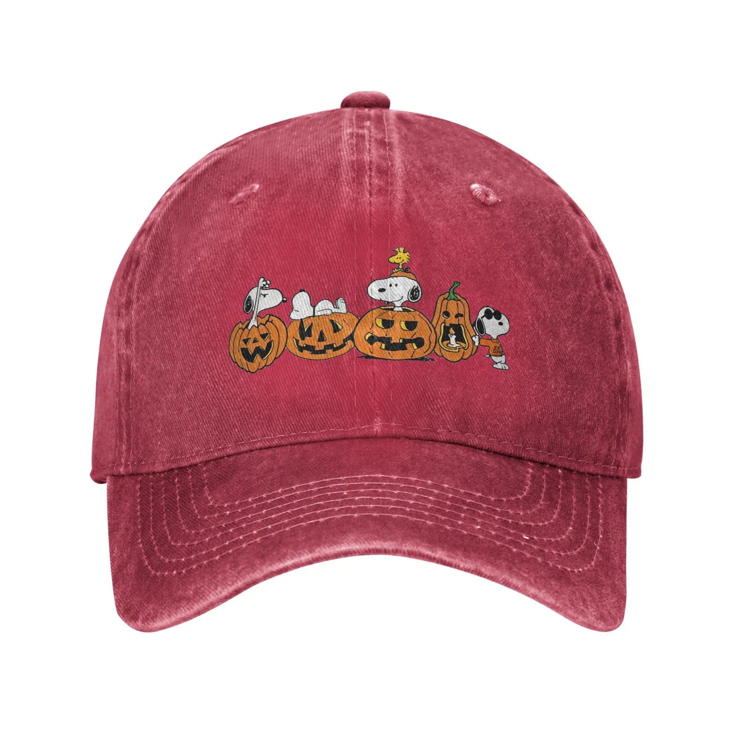 Black Halloween Pumpkin Washed Snoopy Hat
