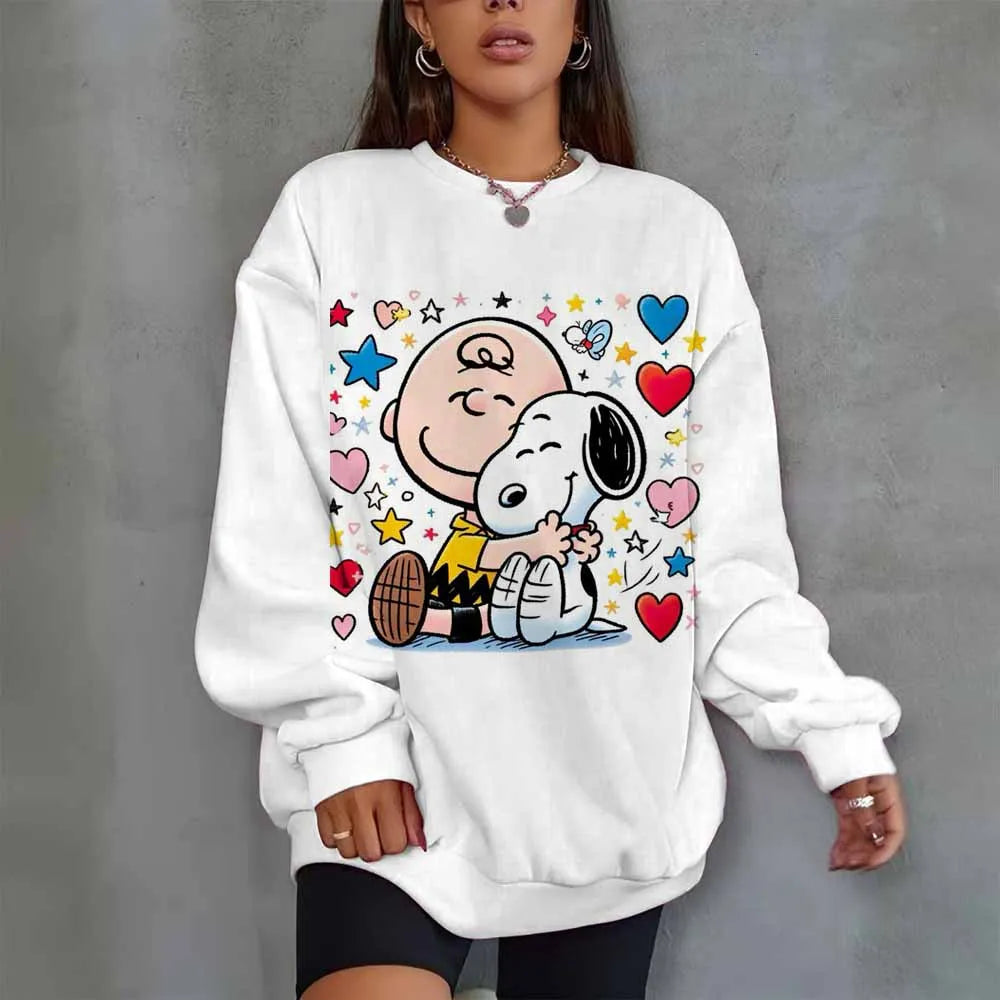 Women Oversized Hoodie O-Neck Snoopy Hoodie