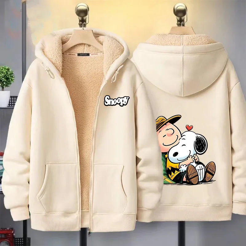 Women Zip Cartoon Sweatshirt Snoopy Hoodie