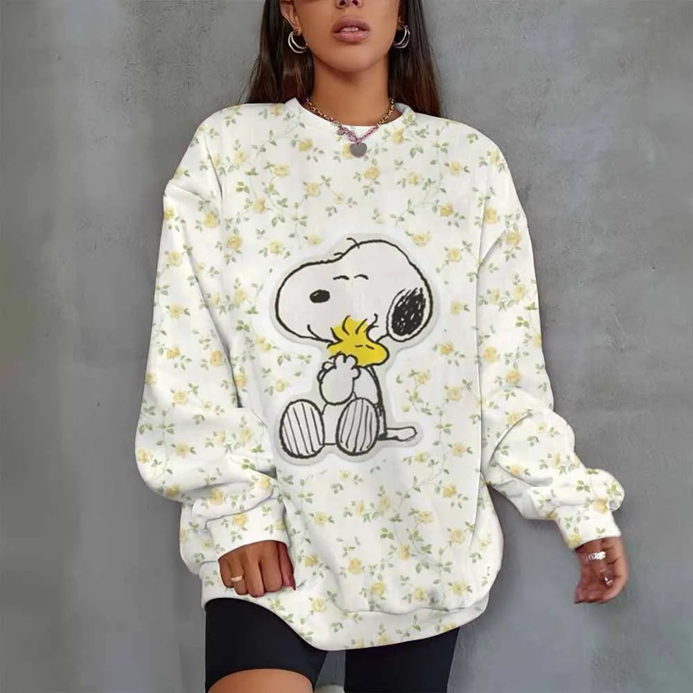 Women Oversized Hoodie O-Neck Snoopy Hoodie