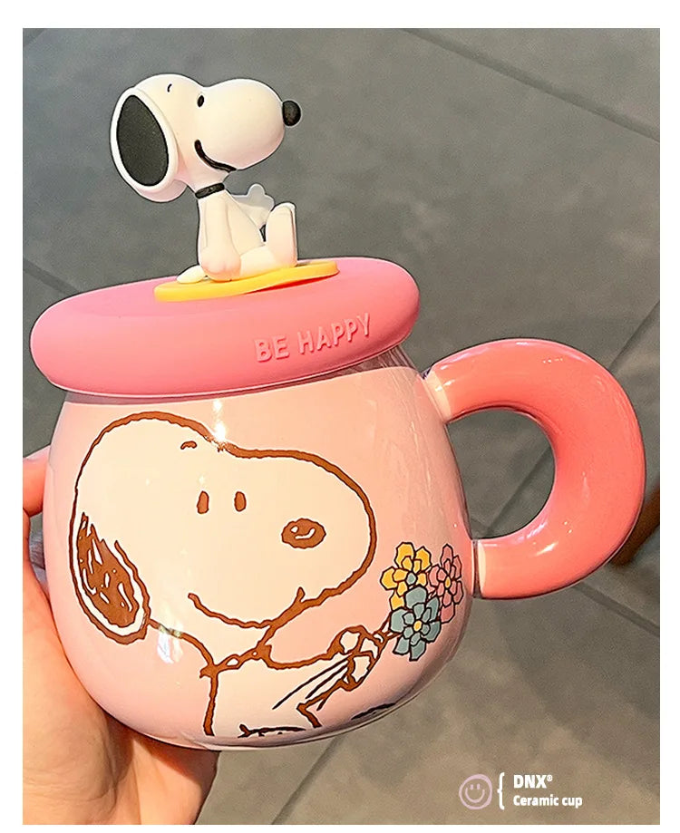 2025 New Ceramic Mug With Straw Snoopy Cup