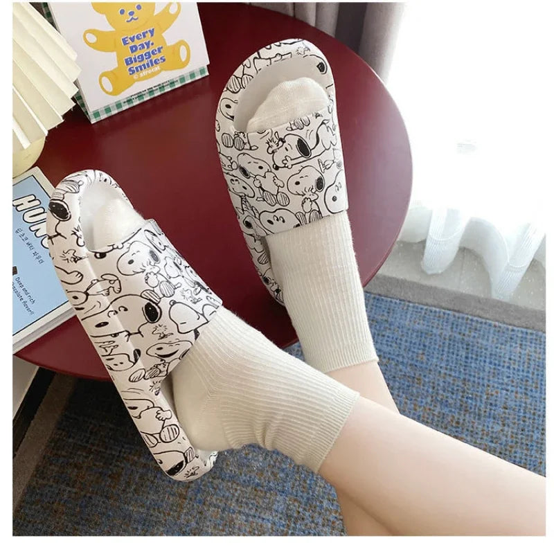 Women Platform Slippers Non Slip Indoor Snoopy Slippers