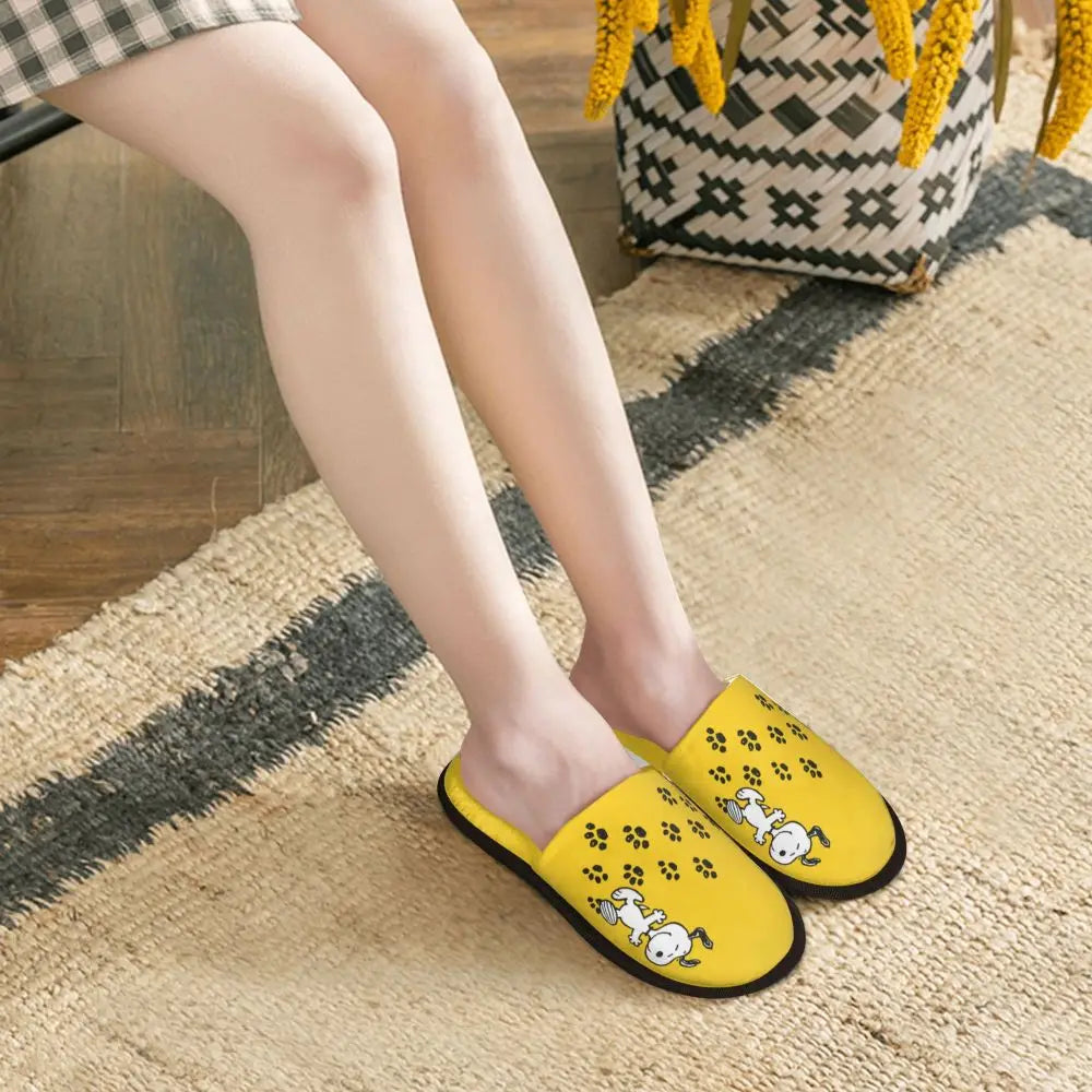 Memory Foam Pattern Slippers Faux Fur Snoopy Slippers
