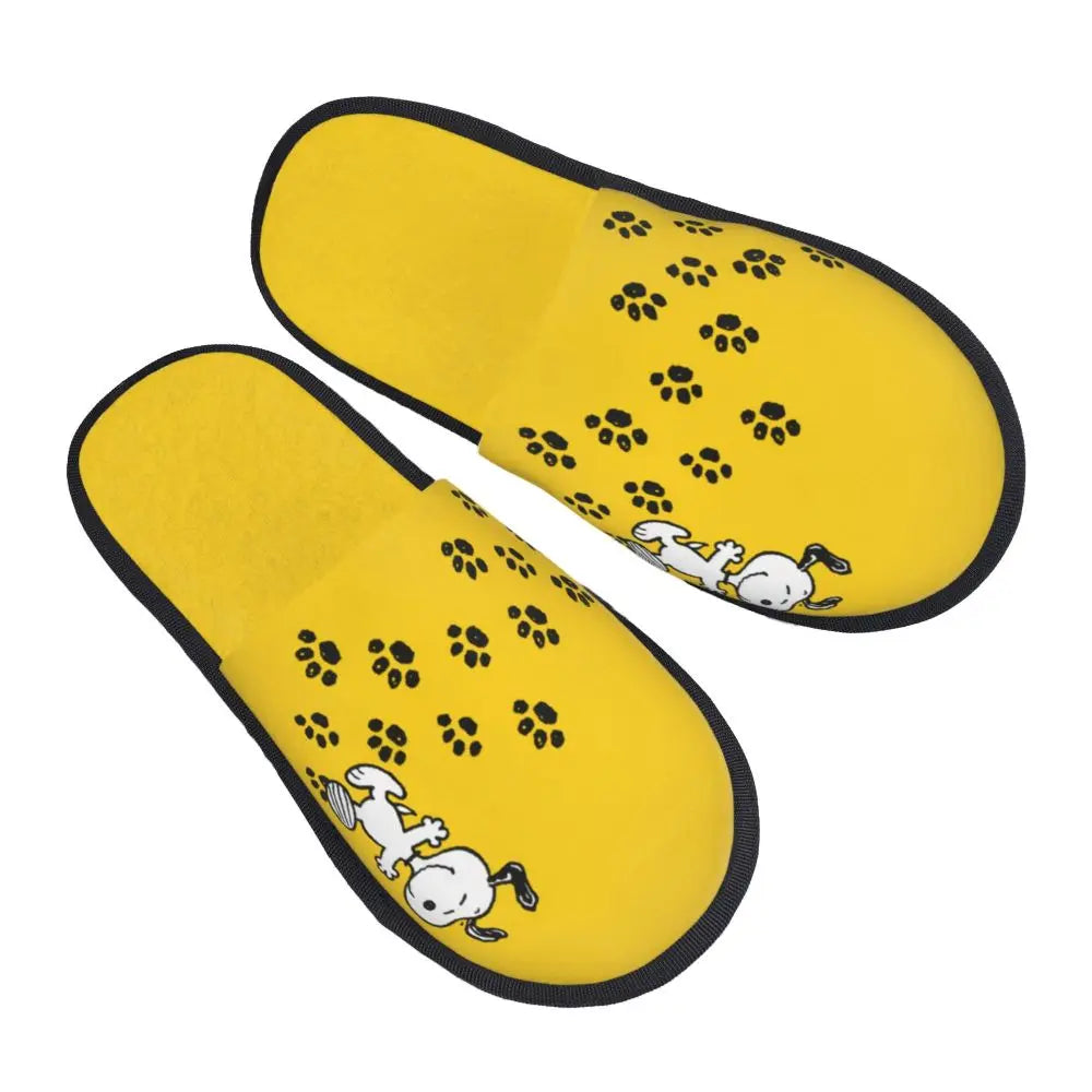 Memory Foam Pattern Slippers Faux Fur Snoopy Slippers