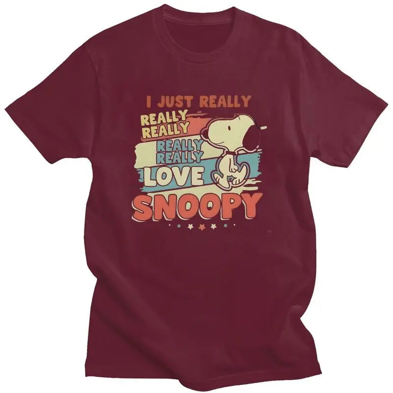Custom Cute Cartoon Tee For Men Cotton Snoopy Shirt