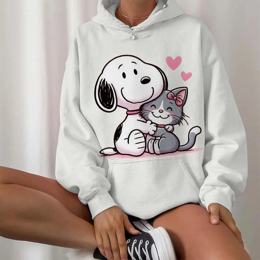 Casual Women Round Neck Snoopy Hoodie