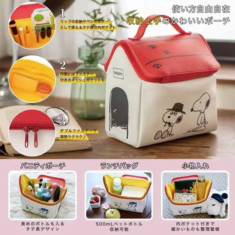 Snoopy Backpack Cosmetic Bag Cartoon House Car Shape Storage