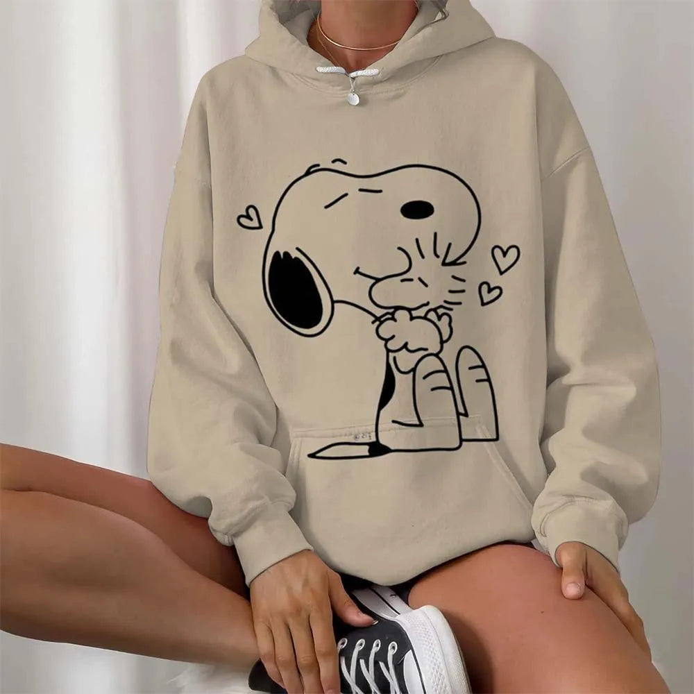 Casual Women Round Neck Snoopy Hoodie