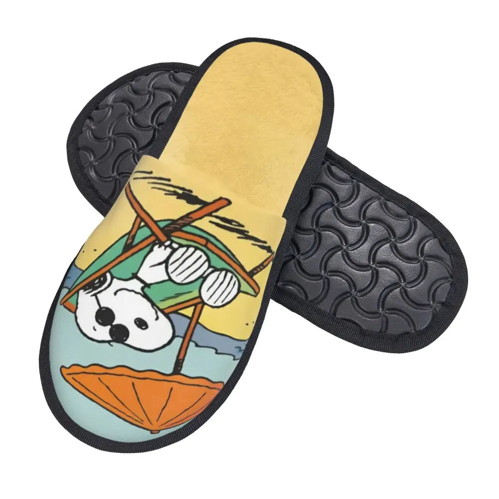 Custom Print Slippers Cartoon Memory Foam Cozy Snoopy Shoes